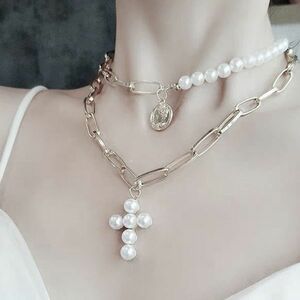 ★ オシャレ パール ネックレス ♪ ペンダント オシャレ チェーン 鎖骨 ネックレス レディース 可愛い アクセサリー 銀 a5