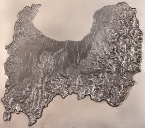 ☆梅☆富山県立体地図　額装　額寸約78.3cm×約71cm　（検）浮彫 北陸地方 立山連峰