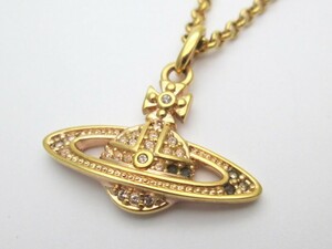 1000円スタート ネックレス Vivienne Westwood ヴィヴィアンウエストウッド オーブ ラインストーン ゴールド アクセサリー 装飾品 9 D712