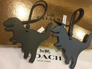 未使用タグ付　COACH コーチ　レキシー　恐竜　　レザー　本革　チャーム　非売品　オーナメント　タグ　ハングタグ　COACH巾着付き