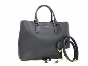 ■新品同様■ LAUREN RALPH LAUREN ローレンラルフローレン レザー トートバッグ ショルダー ブラック系 FA7388