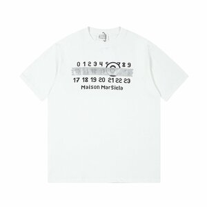 MM6 MAISON MARGIELA 半袖Tシャツ ロゴTシャツ プリント ナンバーロゴ 白 テープ隠し トップス Mサイズ