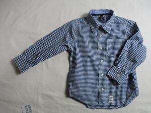 BA384【baby GAP】ギャップ　チェック模様　長袖　シャツ　男児　青　110