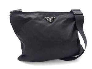 1円 ■美品■ PRADA プラダ テスートナイロン クロスボディ ショルダーバッグ 斜め掛け レディース メンズ ブラック系 FJ2531