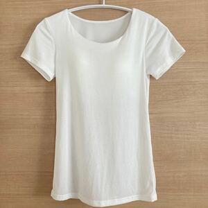 Sサイズ カップ付き クールオンフレンチスリーブTシャツ ホワイト レディース