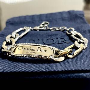 ［美品］クリスチャンディオール　Christian Dior couture クチュール　真鍮 チェーン　ブレスレット　ロゴ　喜平