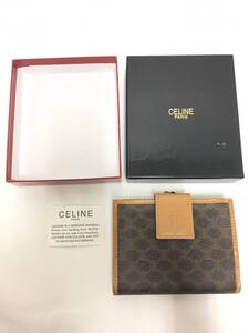 【1円】 CELINE セリーヌ 二つ折り財布 マカダム柄 付属品・箱付き