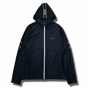 極美品 HUGO BOSS ロゴ ジャージ ジップ パーカー ランニング XXL 大きいサイズ ブラック ヒューゴボス