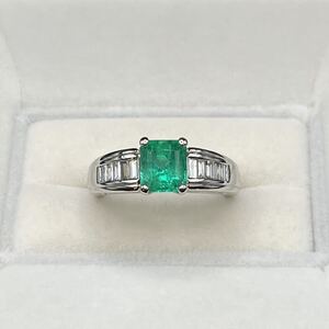 【未使用】 大粒 エメラルド 1.45ct プラチナリング pt900 ダイヤ