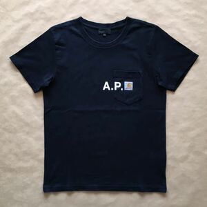 正規品 レア A.P.C. × Carhartt Tシャツ ブラック S 半袖 ロゴ コラボレーション ユニセックス カーハート APC アーペーセー @a637