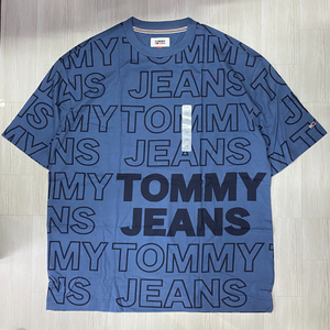 TOMMY HILFIGER USA正規品 【L】 TommyJeans トミージーンズ TJ総柄 90s オーバーサイズ ビッグ Tシャツ メリディアンレイク (R4F-25)