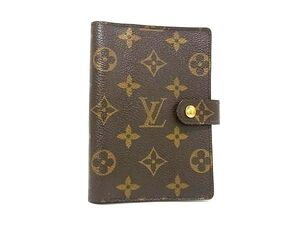 1円 LOUIS VUITTON ルイヴィトン R20005 モノグラム アジェンダPM 6穴式 手帳カバー スケジュール帳 アドレス帳 ブラウン系 FE7332