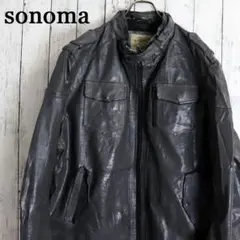 希少カラー　sonoma　グレー　ヴィンテージレザー　バイカーズジャケット　本革