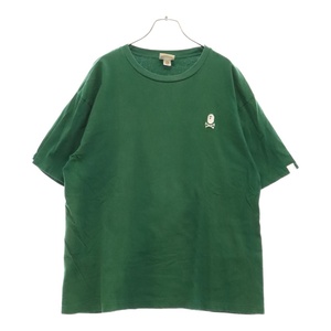 A BATHING APE アベイシングエイプ フロント ロゴ刺繍 半袖Tシャツ カットソー グリーン 004TEI201001M