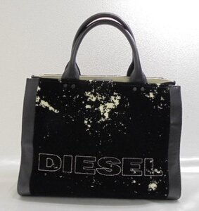 キングラム[25] 【送料無料】DIESEL ディーゼル ロゴ エンボス加工 ハンドバッグ サンボニー ブラック★060＠L320