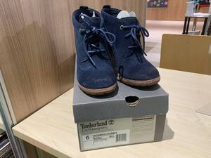 【13611】【美品】Timberland　ティンバーランド JP 23cm 8429A/ショートブーツ(ダークネイビー/ハイヒール/スエード ヌバック調)彡