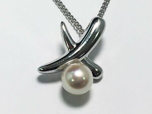 美品 田崎真珠 TASAKI ネックレス タサキマーク 留め具 SILVER刻印 シルバー パール約6.1mm 長さ約40cm 4.3g ケース付