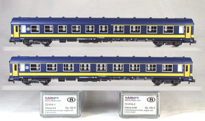 LS.MODELS #72014 ＳＮＣＢ（ベルギー国鉄） Ｉ４型客車 １等＋１／２等セット（ダークイブルー／ブライトイェロー）　● 特価 ●