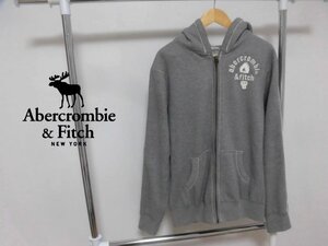 ABERCROMBIE&FITCH アバクロンビー＆フィッチ A&F アバクロ/袖ライン スウェット ジップ パーカー XL/ZIPフーディ/グレー/メンズ