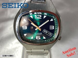 【可動品】SEIKO セイコー S-WAVE オートマチック デイデイト 腕時計 裏スケルトン 文字盤/グリーン 7S26-5010