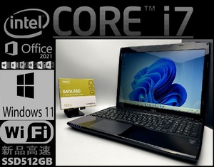 [送料無料 新品高速SSD512GB メモリ16GB]富士通 AH53/U 高性能 Core i7 4722HQ Windows11 カメラ Blu-ray Bluetooth office2021 1週間保証