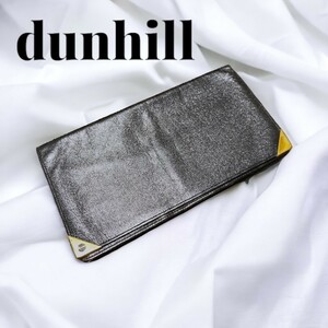 dunhill お札入れ 長財布 ブラック シンプル レザー メンズ 二つ折り 札入れ ロングウォレット