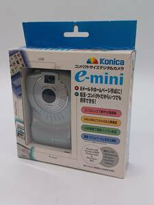 S4101□ Konica e-mini コニカ コンパクト デジタル カメラ シルバー カラー 乾電池式 USB対応 箱付 デジカメ コンデジ コニカレンズ