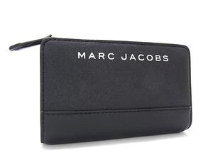 1円 ■極美品■ MARC JACOBS マークジェイコブス レザー 二つ折り 財布 ウォレット 札入れ 小銭入れ ブラック系×ホワイト系 FJ4630