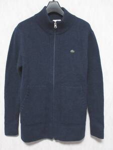 LACOSTE ラコステ カーディガン ニット ジップ ロゴ カシミヤ混 レディース 38 紺 irmri kn1590