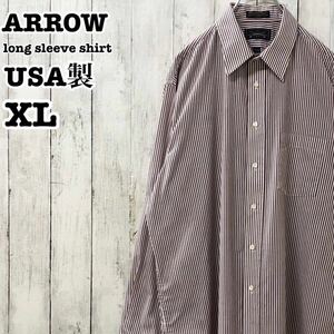 ARROW アロー USA製 アメリカ古着 ストライプ 長袖シャツ XL