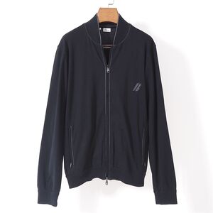 2-WG052【美品】ブリオーニ Brioni イタリア製 最高級 コットン セーター ジャケット フルジップ ブラック M 正規品 メンズ