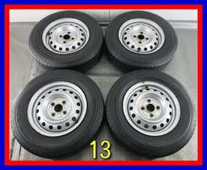 ■中古タイヤホイール■　スチールホイール 13インチ 5J +40 4H 100 TOYO V-02 165R13 6PR LT トラック ４本 夏 S 激安 送料無料 J959