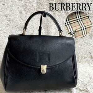 BURBERRY バーバリー ブラックフォーマル ノバチェック ハンドバッグ 黒 オールレザー