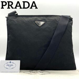 【極美品】 プラダ PRADA テスート ナイロン ショルダーバッグ A4収納 三角ロゴ 白タグ ブラック 黒 肩掛け 斜め掛け クロスボディ メンズ