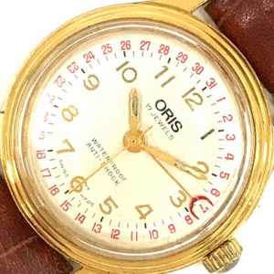 オリス アンティーク 手巻き 機械式 腕時計 ボーイズサイズ 稼働品 社外ベルト 302-7285 ORIS QR063-571