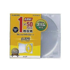 エレコム　Blu-ray/DVD/CDケース(スリム/PS/1枚収納) 50枚入 クリア CCD-JSCS50CR /l