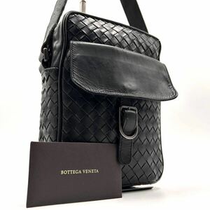 1円《 正規品・超希少 》BOTTEGA VENETA ボッテガヴェネタ ショルダーバッグ メンズ レザー イントレチャート クロスボディ ブラック 黒