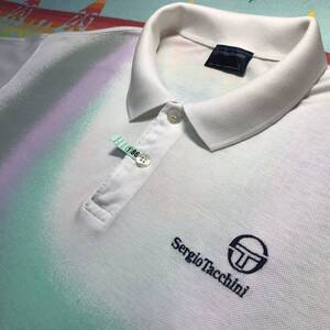 レア80s VINTAGEアーカイブ Sergio Tacchiniセルジオ タッキーニ クリーニング済 内野 取扱 BIGシルエット スプレーArtテニス ポロシャツLL