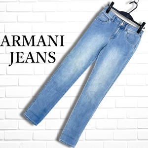 ◆美品◆ ARMANI JEANS AJ アルマーニ ジーンズ ラインストーン ストレッチ スリム ジーンズ デニム パンツ レディース 25 送料無料 1684L