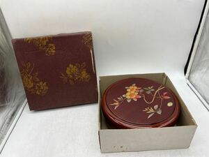 【1円スタート】盛上金蒔絵 茶びつ 箱付き 保管品 花柄 木製 漆器 インテリア 和食器 和柄 レトロ 小物入れ 茶セット MK1029L