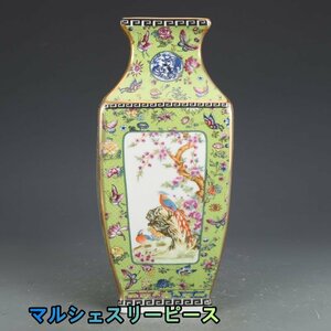 景徳鎮　花瓶　四方花瓶　琺瑯彩　粉彩 磁器　置物　装飾　収蔵　コレクションY38290