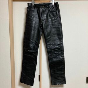 【美品】VANSON バンソン 肉厚レザーパンツ 革パン ブラック W34 米国製