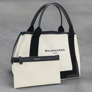 11/24はさらに+11倍 中古 バレンシアガ トートバッグ レディース ブランド BALENCIAGA ネイビーカバス S 339933 ホワイト バッグ