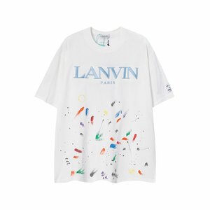 GALLERY DEPT. x LANVIN | PAINT-EFFECT LOGO T-SHIRT Tシャツ 半袖 男女兼用 おしゃれ トップス 白 Lサイズ