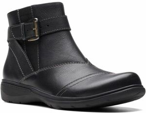 Clarks 26cm ブーツ ブラック レザー 軽量 サイド ジッパー ヒール オフィス スニーカー チェルシー パンプス AAA194