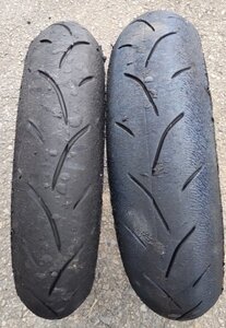 【中古】【前後】BSレーシングバトラックス100/485-12【フロントS01ソフト】＆BT601　120/80-12【リアYCYミディアム】　NSR50・エイプ等に