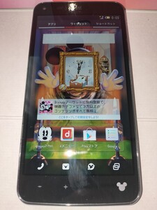 【ジャンク】Disney mobile on docomo SH-05F Silky black docomo回線 付属品未使用 フィルム＆ケース付 電源ボタン不良