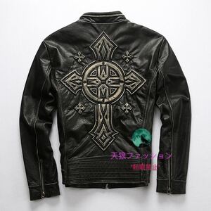 ●高品質 レザージャケット カウハイド 牛革 ライダース 本革 メンズファッション 革ジャン アメカジ バイクレザー ジャンパー S～5XL