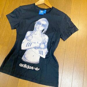 アディダス adidas 半袖Tシャツ プリント 国内正規品 Mサイズ 綿100% レディース 婦人服 黒 トップス 着心地◎ 通気性◎ オシャレ スポーツ