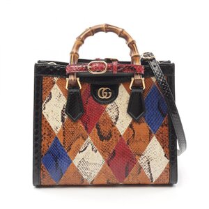 グッチ ダイアナ ブランドオフ GUCCI エキゾチックレザー ハンドバッグ パイソン/ウッド 中古 レディース